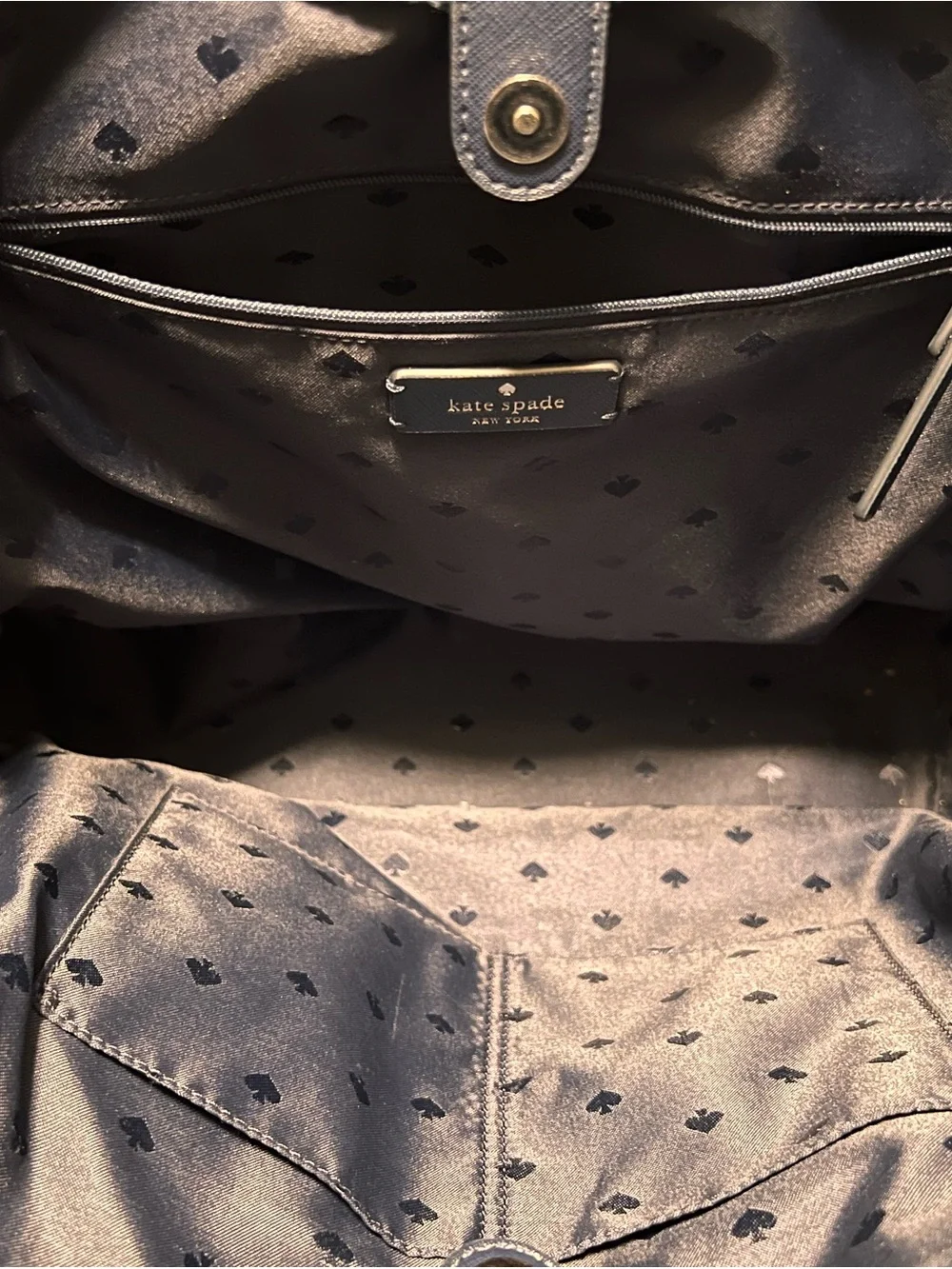 kate spade Quilted Navy Blue Polyester Tote